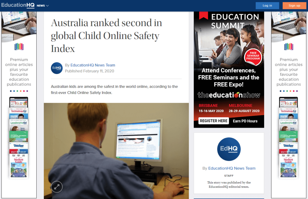 Australia ranked second in global Child Online Safety Index DQ institute